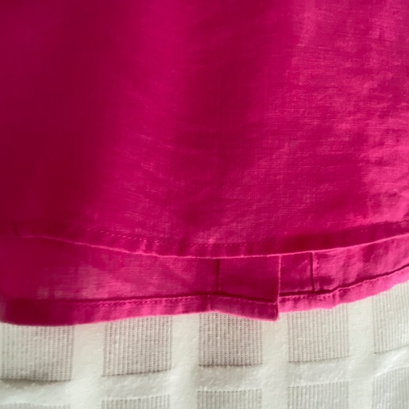 100% Linen Oversized Button Down Shirt Bright Pink Excellent Condition - Picture 10 of 11